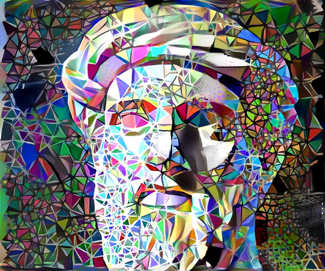 Image of Pythagoras and tesseracts remixed using Deep Dream Generator.